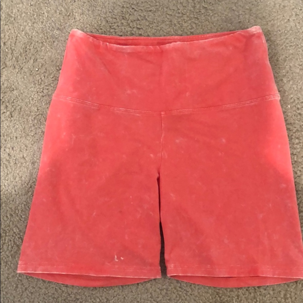 Pink Acid Wash Biker Shorts